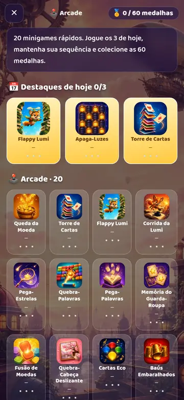 Arcade: 20 minijogos