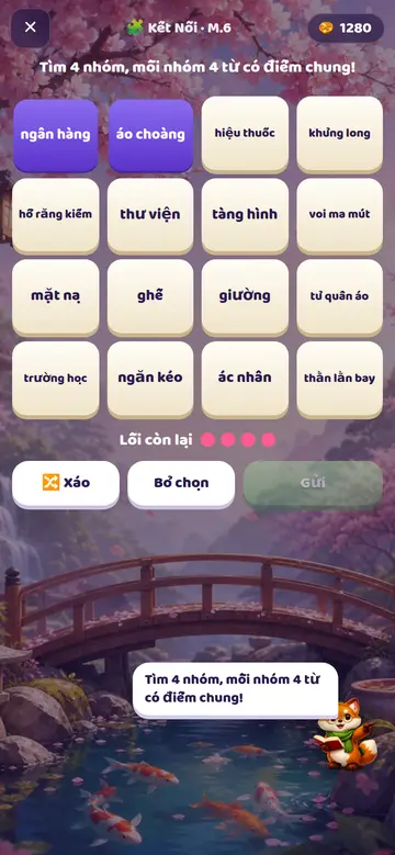 Liên kết: tìm 4 nhóm, mỗi nhóm 4